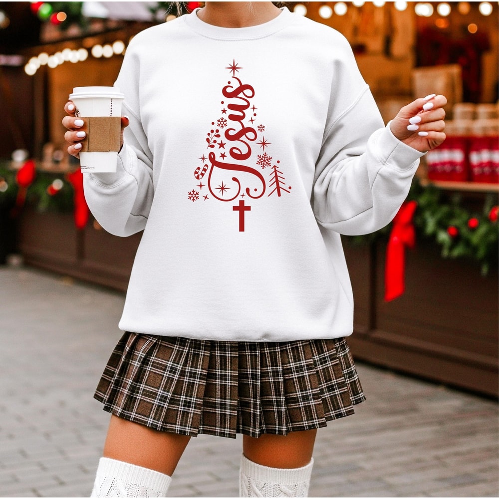 Jesus Christmas Sweatshirt Christian Christmas Tees Faith Holiday Crewneck Religious Christmas Swea 5