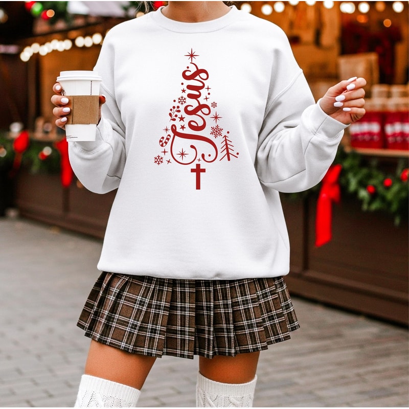 Jesus Christmas Sweatshirt Christian Christmas Tees Faith Holiday Crewneck Religious Christmas Swea 5