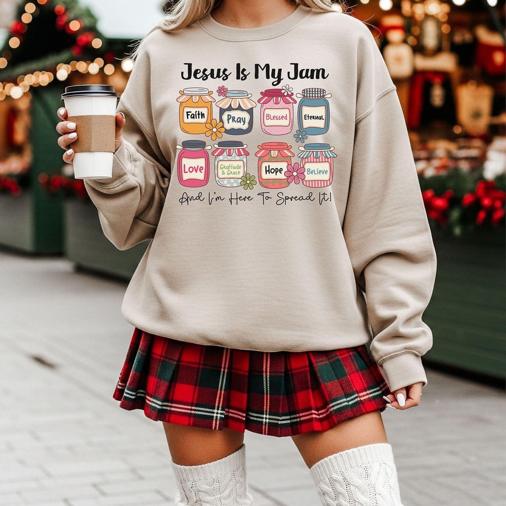 Jesus Is My Jam Christmas Sweatshirt Faith Christian Sweatshirt Religious Holiday Crewneck Blessed 3