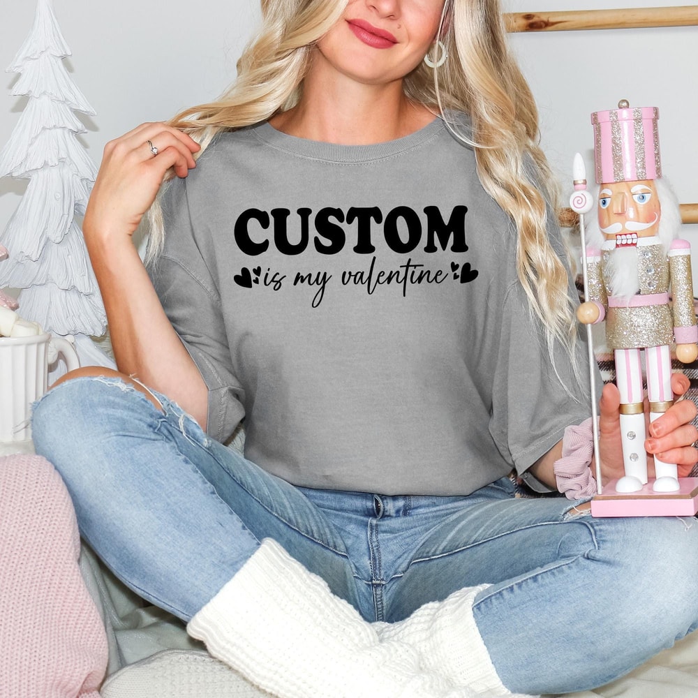 Custom Comfort Colors Valentine Shirt Personalized Love Heart Valentine Tee For Couples Women 2