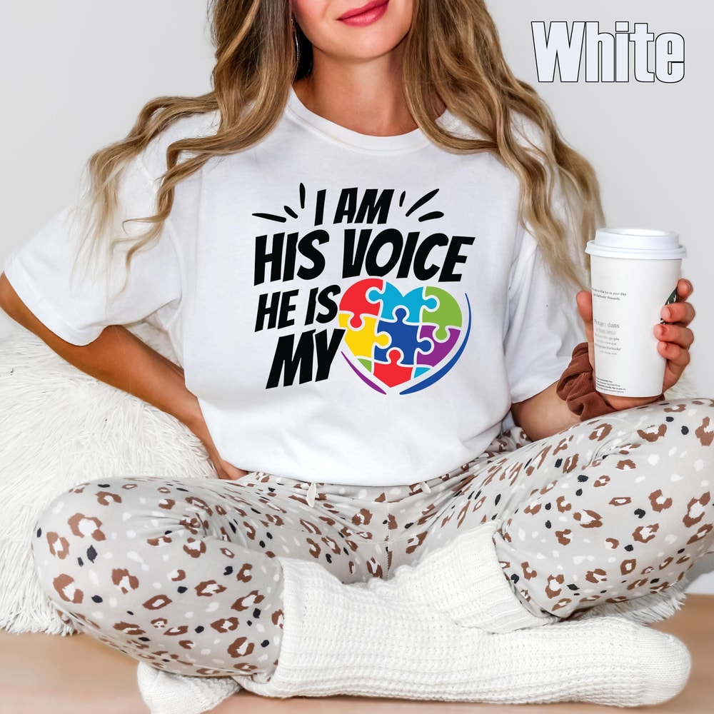 Comfort Colors Autism Mom Faith Shirt I Am His Voice He Is My Heart Christian Autism Awareness Tee 2