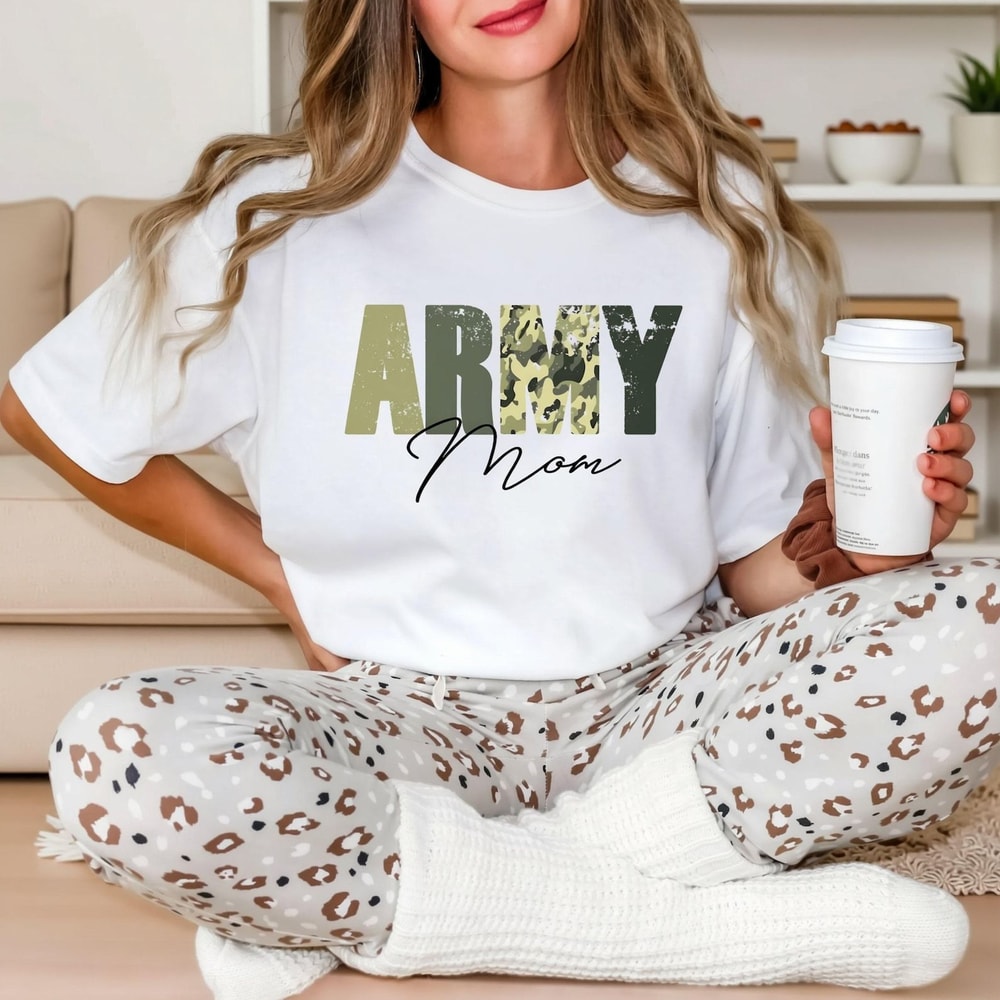 Comfort Colors Proud Army Mom Shirt Military Mom Tee Camouflage Mom Shirt Army Family Gift 1