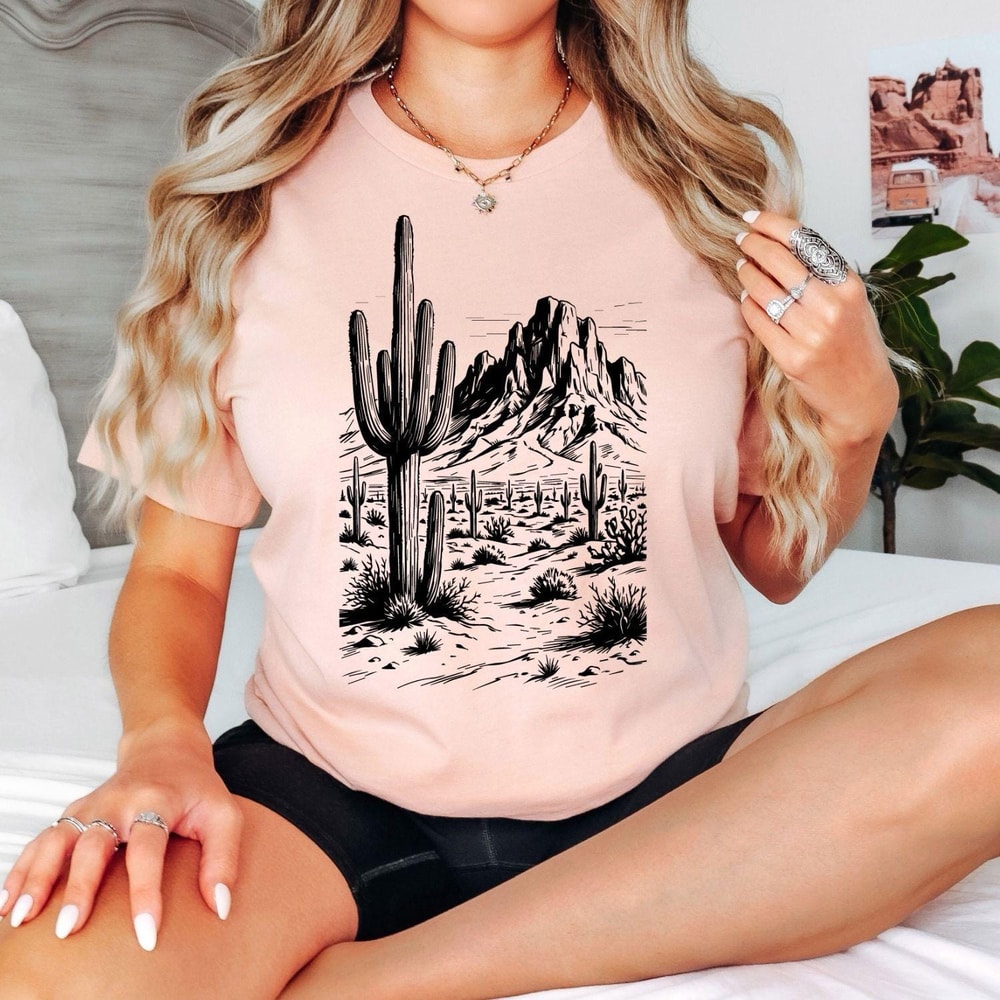 Arizona Desert Shirt Desert Cactus Tee Boho Southwest Vintage Graphic Tee 2