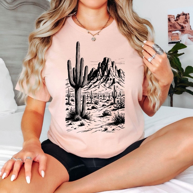 Arizona Desert Shirt Desert Cactus Tee Boho Southwest Vintage Graphic Tee 2