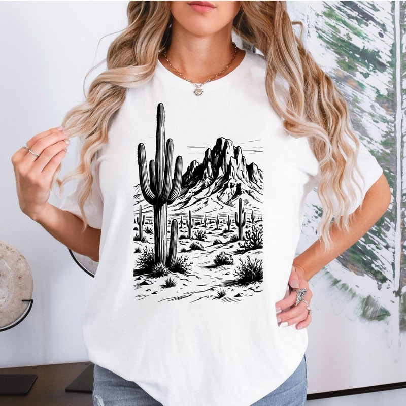 Arizona Desert Shirt Desert Cactus Tee Boho Southwest Vintage Graphic Tee 4
