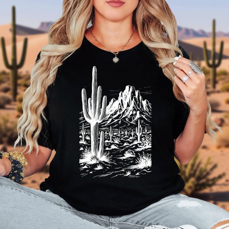 Arizona Desert Shirt Desert Cactus Tee Boho Southwest Vintage Graphic Tee 0
