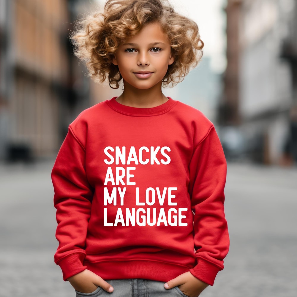 Snacks Are My Love Language Toddler Sweatshirt Funny Valentine Kids Hoodie Gift 0