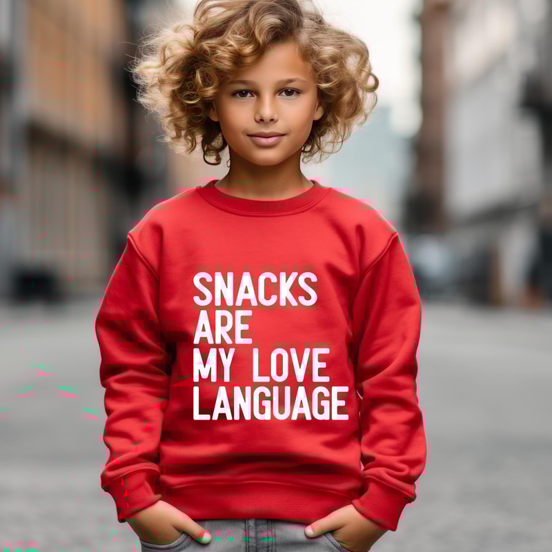 Snacks Are My Love Language Toddler Sweatshirt Funny Valentine Kids Hoodie Gift 0