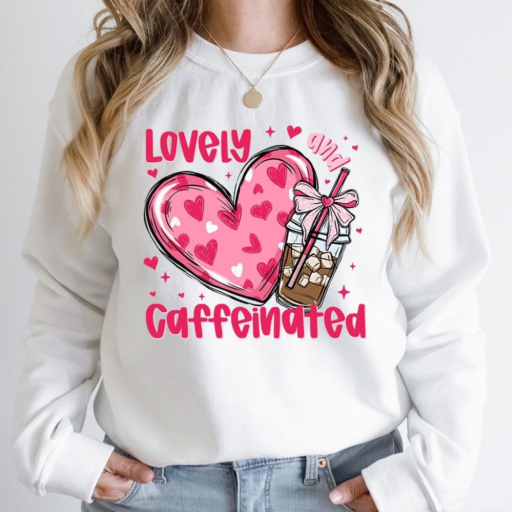 Valentines Day Coffee Lover Shirt Caffeinated Heart Tee For Women Gift 3