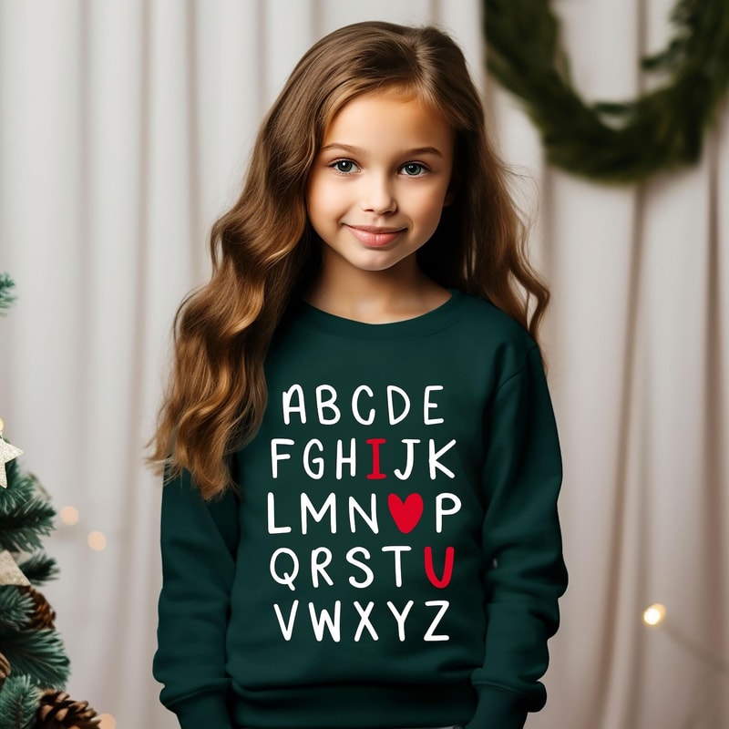 Funny I Heart You Valentines Sweatshirt Trendy Kids Crewneck Cute Heart Pullover 1