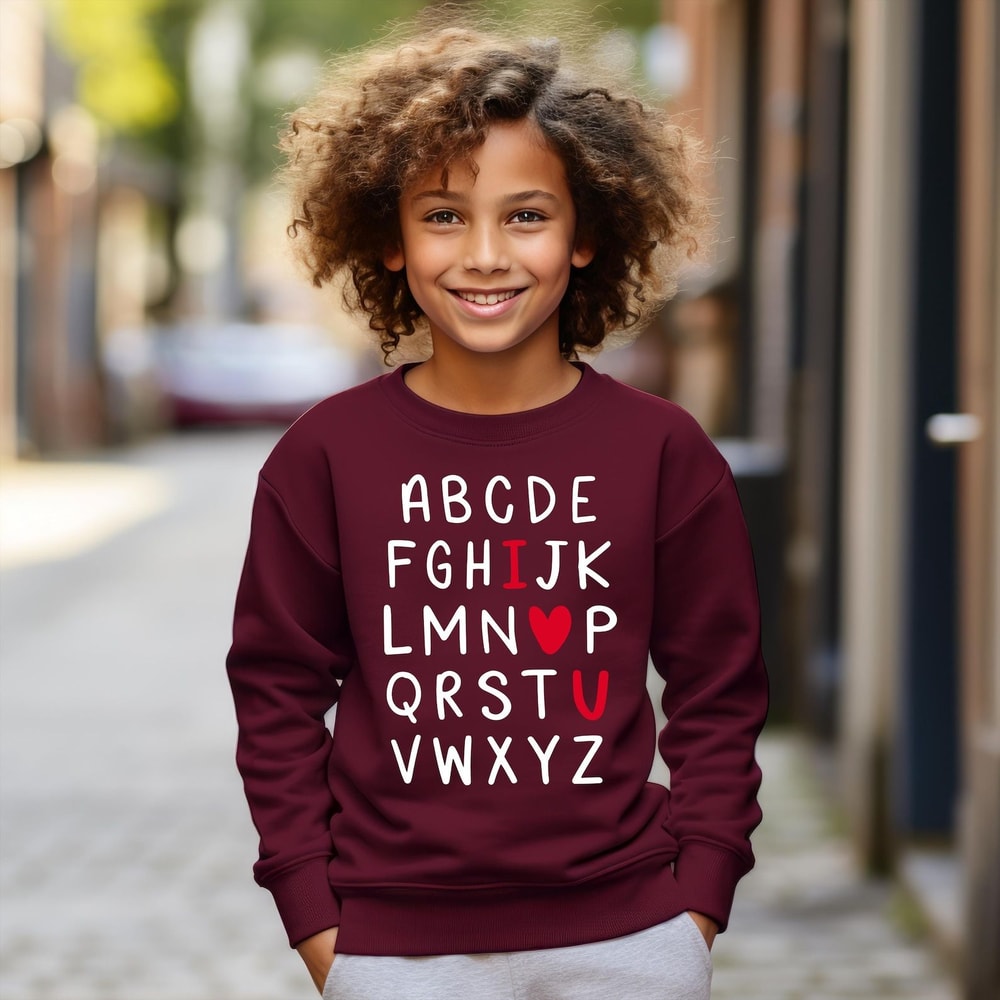 Funny I Heart You Valentines Sweatshirt Trendy Kids Crewneck Cute Heart Pullover 4