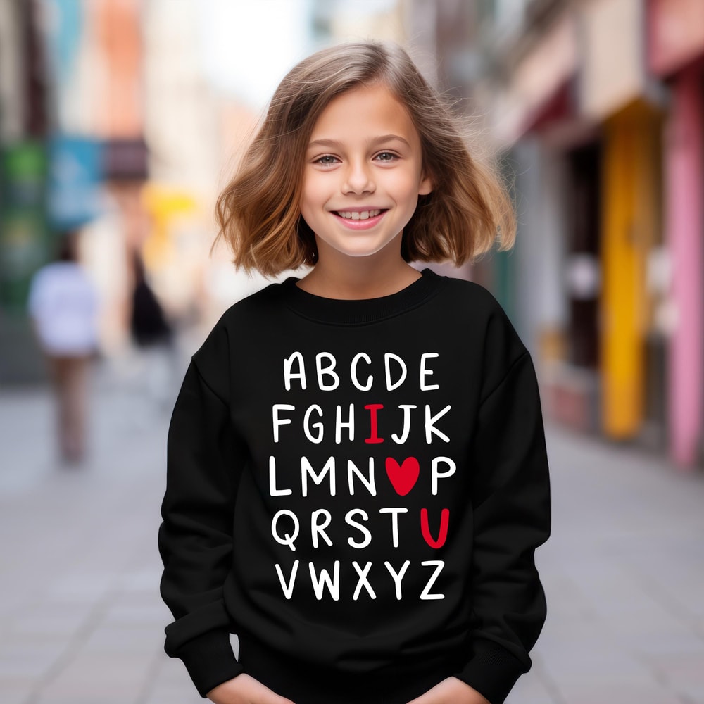 Funny I Heart You Valentines Sweatshirt Trendy Kids Crewneck Cute Heart Pullover 0