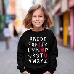 funny i heart you valentines sweatshirt | trendy kids crewneck cute heart pullover