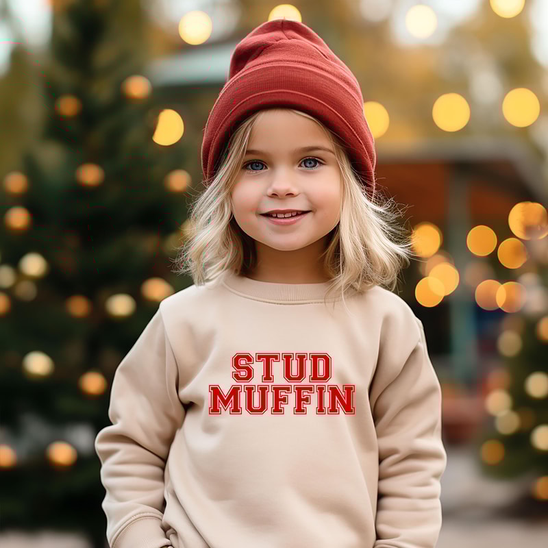 Stud Muffin Sweatshirt Boys Valentines Day Crewneck Cute Heart Gift Outfit 2