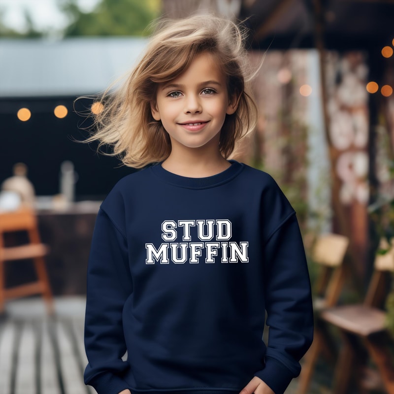 Stud Muffin Sweatshirt Boys Valentines Day Crewneck Cute Heart Gift Outfit 1