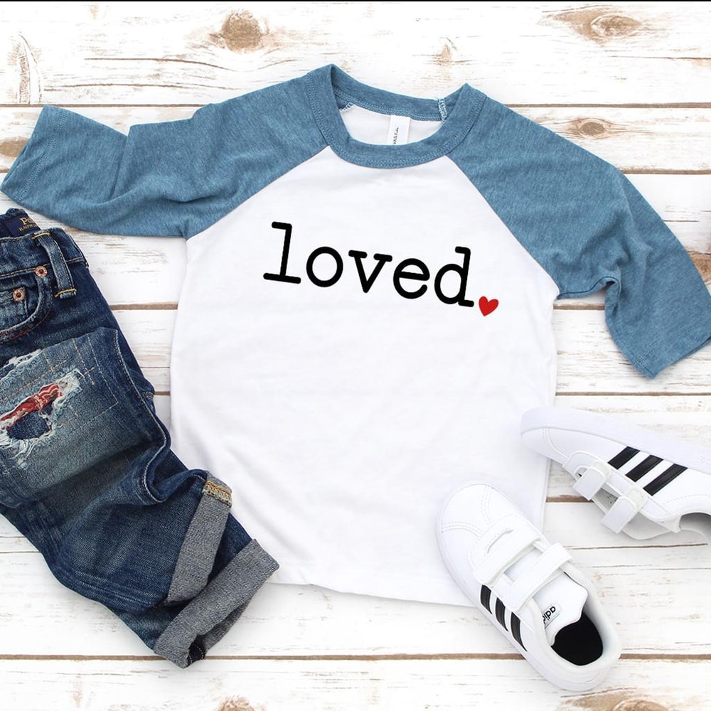 I Am Loved Valentines Day Toddler Shirt Cute Loved Kids Raglan Onesie Unisex Outfit 0