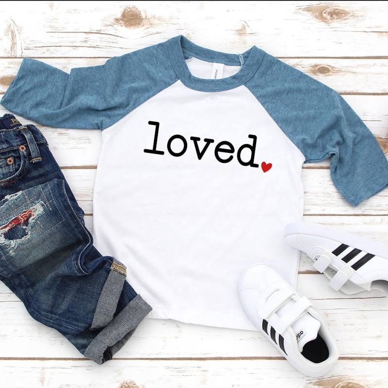 I Am Loved Valentines Day Toddler Shirt Cute Loved Kids Raglan Onesie Unisex Outfit 0