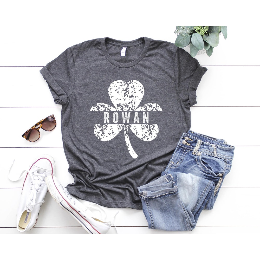 Custom St Patricks Day Shirt Personalized Shamrock Lucky Irish Name Tee For Family Kids 0