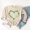 Heart Shamrock Sweatshirt Lucky Irish St Patricks Day Clover Heart Crewneck For Women 2