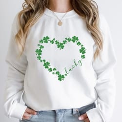 heart shamrock sweatshirt | lucky irish st. patricks day clover heart crewneck for women
