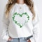 Heart Shamrock Sweatshirt Lucky Irish St Patricks Day Clover Heart Crewneck For Women 0