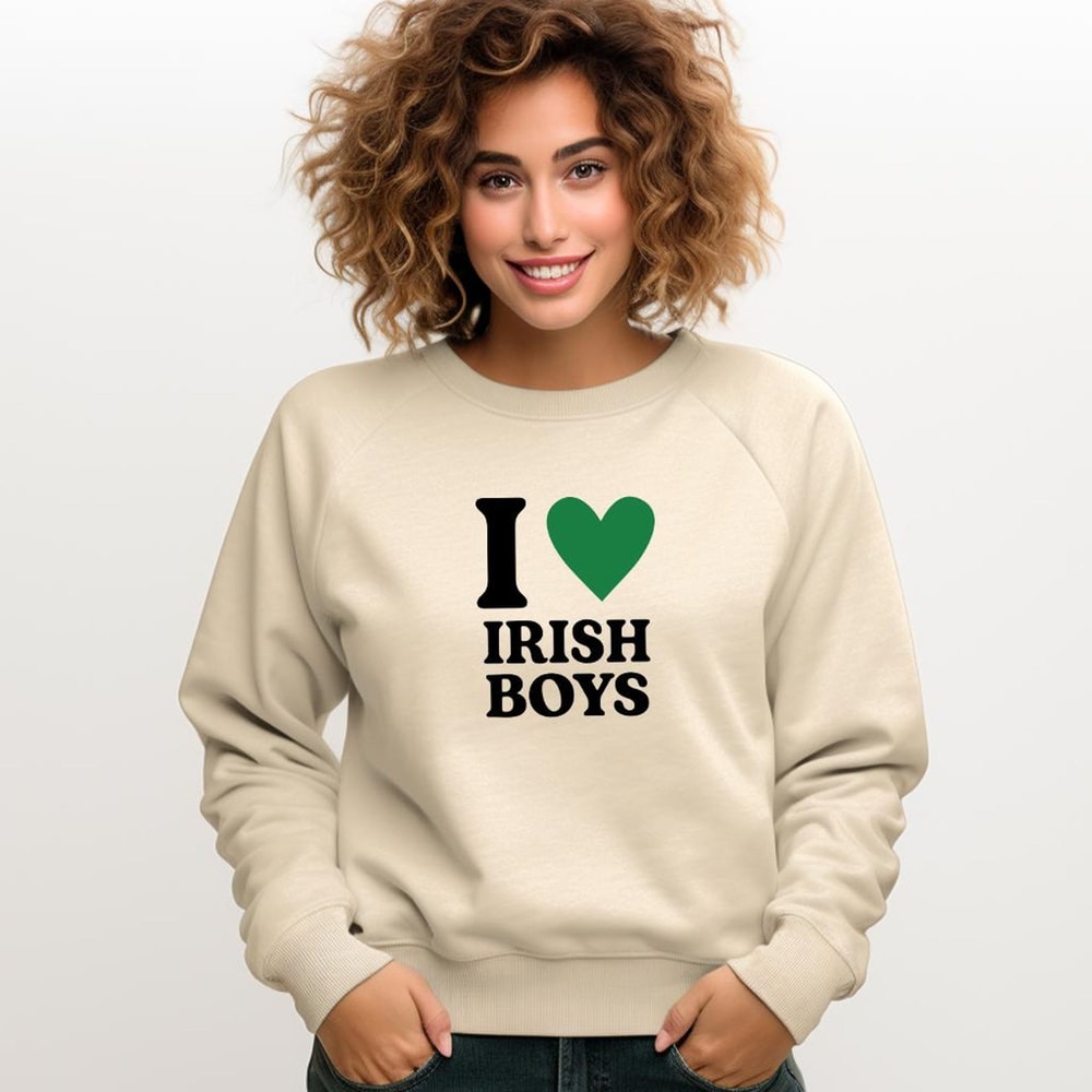 Funny St Patricks Day Shirt I Love Irish Boys Shamrock Heart Tee For Women 4