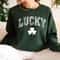 Retro Lucky Shamrock Sweatshirt Womens St Patricks Day Outfit Vintage Clover Crewneck Pullover 0
