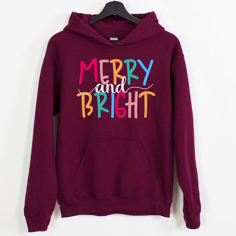 Merry And Bright Christmas Sweatshirt Family Holiday Crewneck Cozy Festive Winter Pullover 1