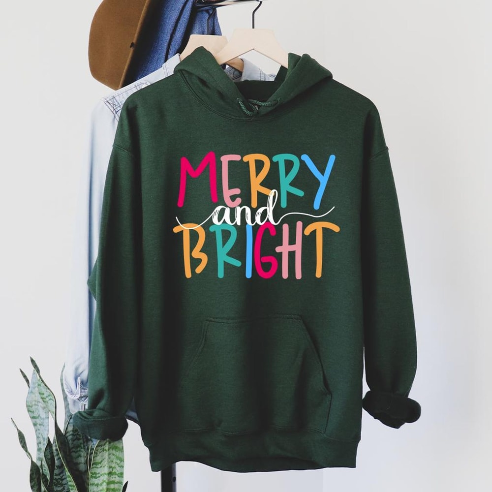 Merry And Bright Christmas Sweatshirt Family Holiday Crewneck Cozy Festive Winter Pullover 4