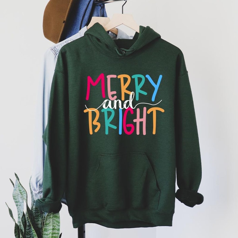 Merry And Bright Christmas Sweatshirt Family Holiday Crewneck Cozy Festive Winter Pullover 4