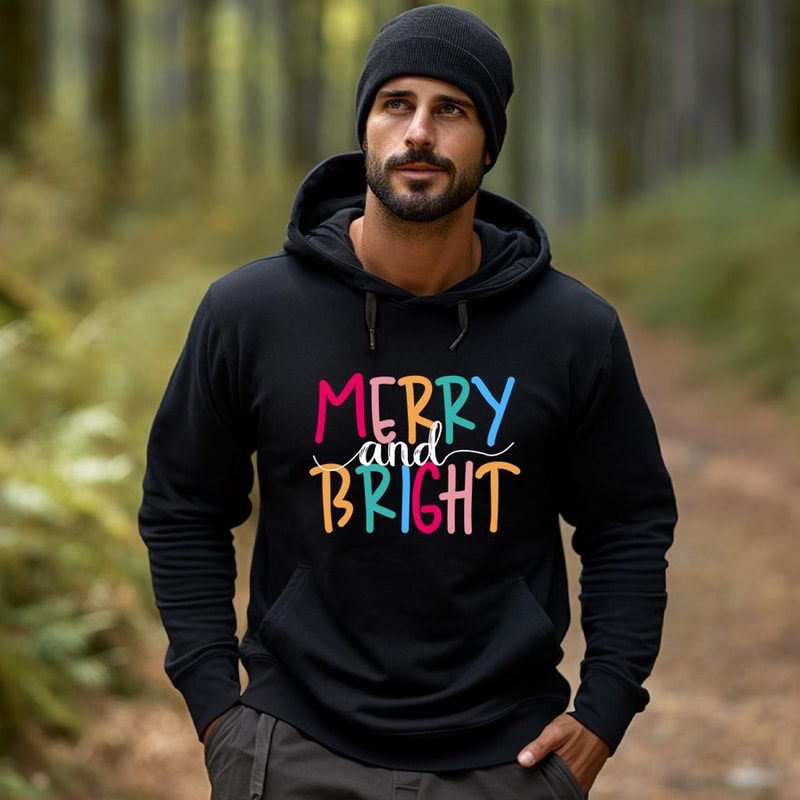 Merry And Bright Christmas Sweatshirt Family Holiday Crewneck Cozy Festive Winter Pullover 5