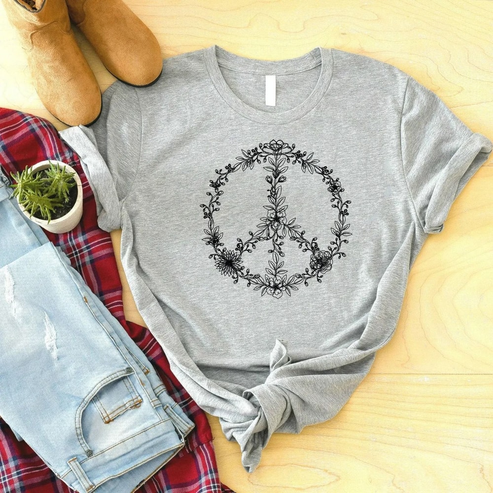 Peace Flower Shirt Peace Tshirt Peace Shirt Peace Sign Shirt Hippie Shirt Peace Symbol Peace Gifts 2