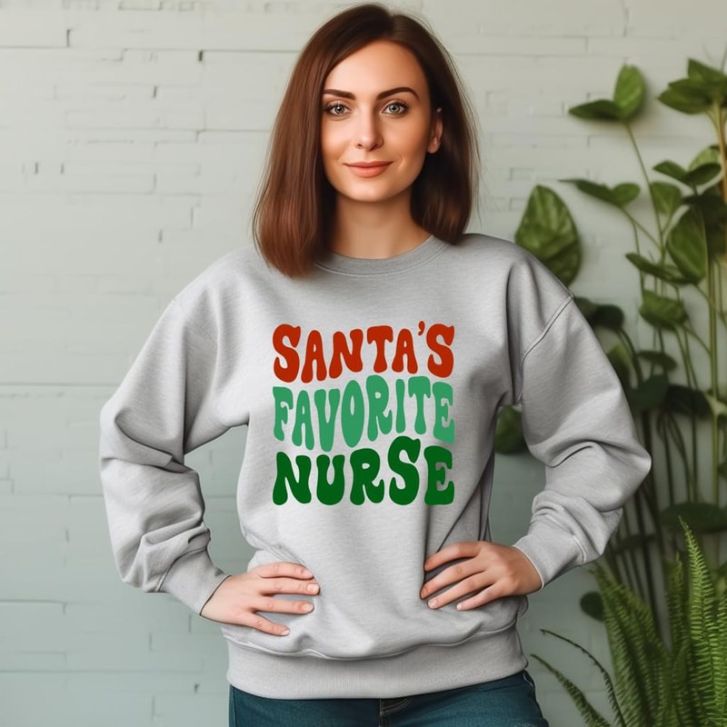 Santas Favorite Nurse Christmas Tee Retro Holiday Nurse Shirt Women Funny Christmas Medical Graphi 1