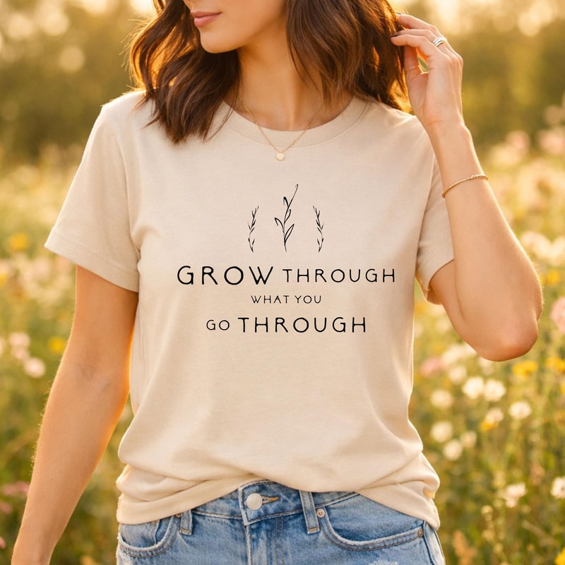 Grow Through What You Go Through Shirt Motivational Plant Lady Tee 0