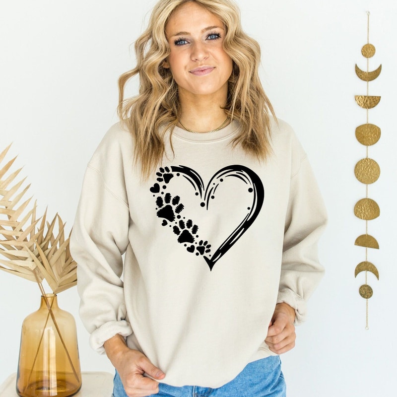 Paw Heart Tshirt Pet Lover Shirts Animal Lover Gift Paw Love Shirt Paw Print Shirt Cat Lover Gift W 1