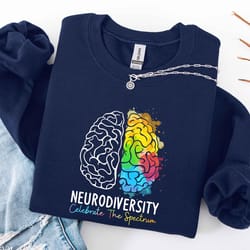 neurodiversity sweatshirt celebrate the spectrum rainbow brain mental health awareness hoodie