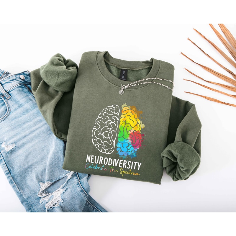 Neurodiversity Sweatshirt Rainbow Brain Hoodie