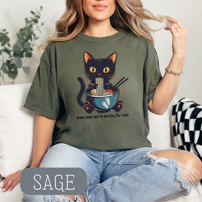 Funny Pregnancy Cat Mom Shirt Comfort Colors Maternity Tee Baby Announcement Gift 1