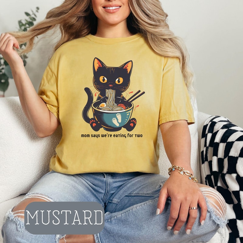 Funny Pregnancy Cat Mom Shirt Comfort Colors Maternity Tee Baby Announcement Gift 0