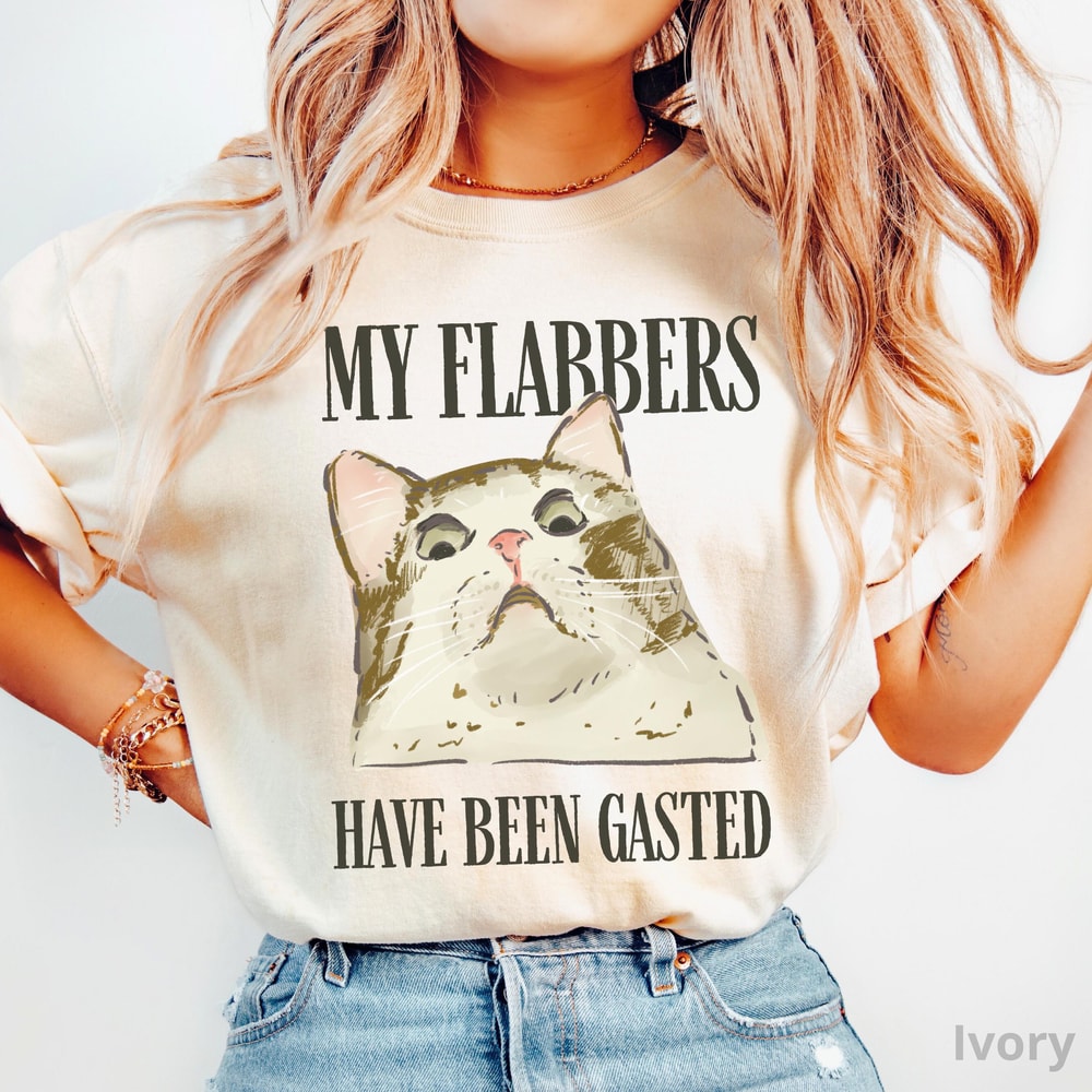 My Flabbers Have Been Gasted Funny Cat Shirt 100 Cotton Sarcastic Animal Humor Tee 1