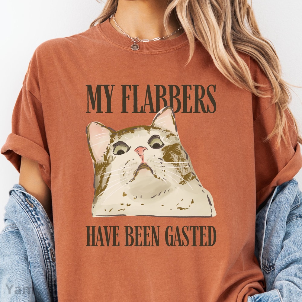 My Flabbers Have Been Gasted Funny Cat Shirt 100 Cotton Sarcastic Animal Humor Tee 0