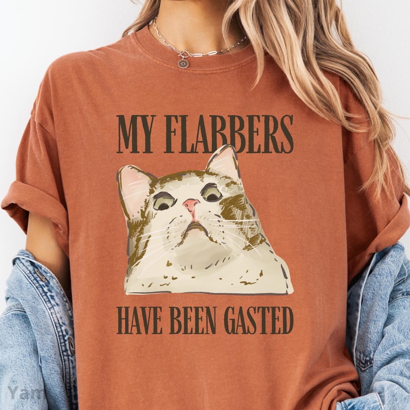 My Flabbers Have Been Gasted Funny Cat Shirt 100 Cotton Sarcastic Animal Humor Tee 0