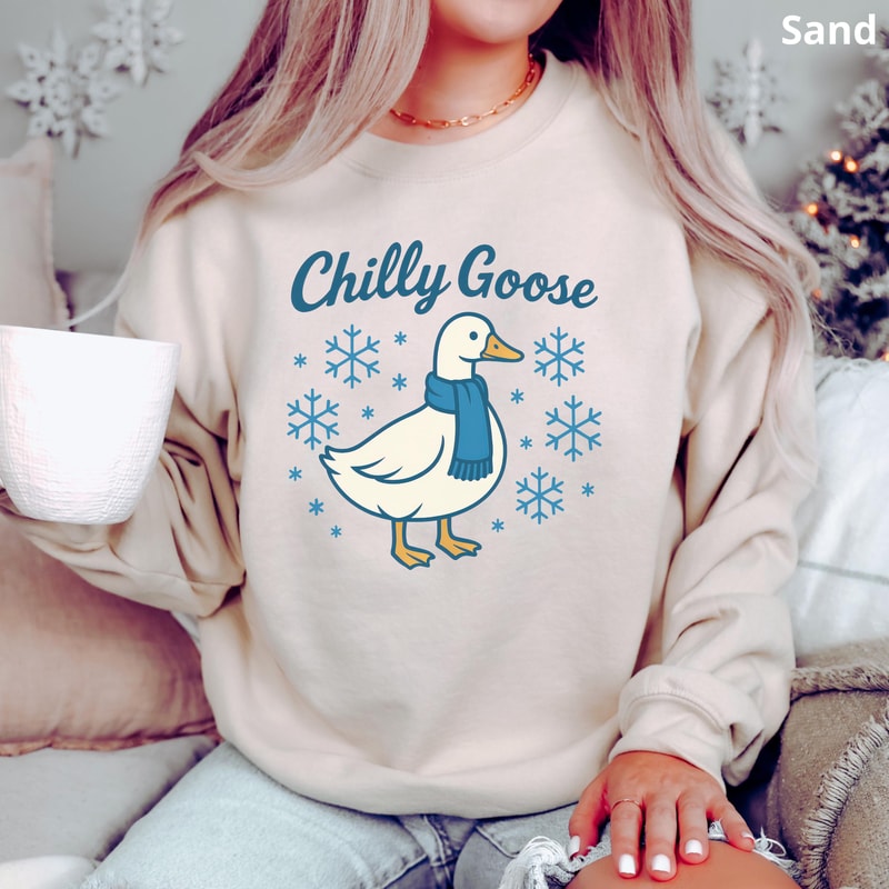 Chilly Goose Sweatshirt Cute Fall Animal Pullover Funny Winter Goose Sweater Unisex Gift 1