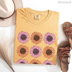 flowers shirt, sunflower t-shirt, boho floral gift for mom, spring t shirt, trendy cottagecore wildflowers tee,