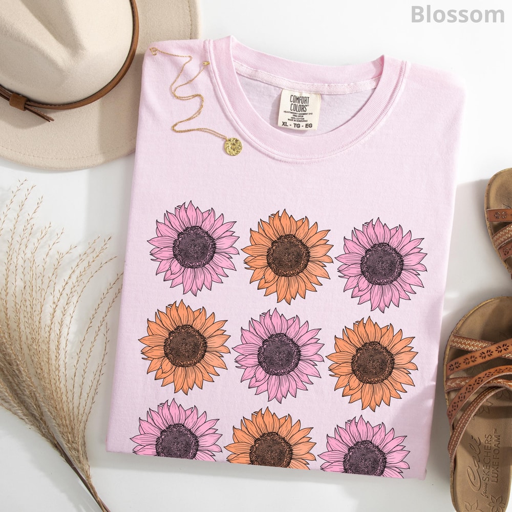 Flowers Shirt Sunflower TShirt Boho Floral Gift For Mom Spring T Shirt Trendy Cottagecore Wildflowe 3
