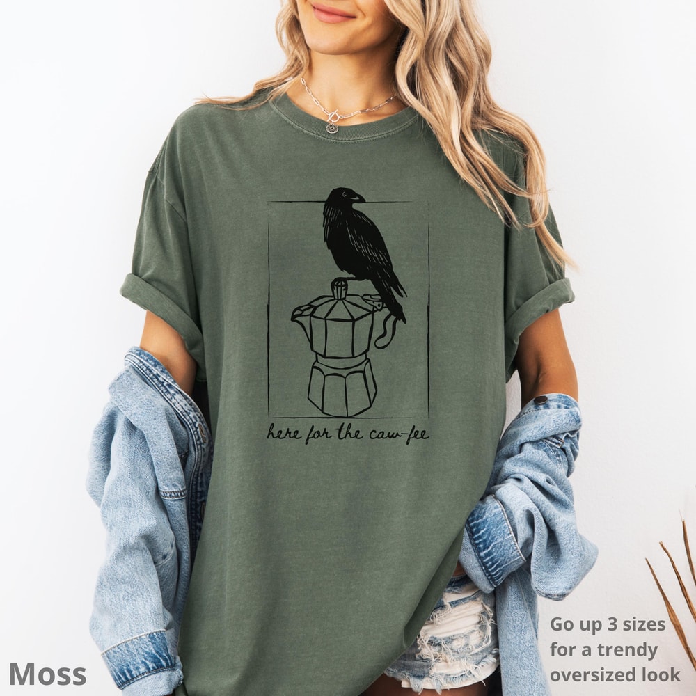 Cawfee Crow Raven Coffee Shirt 100 Cotton Halloween Fall Tee Bird Lover Coffee Humor TShirt 1