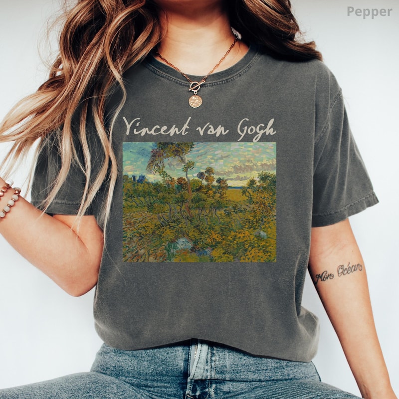 Van Gogh Sunset Art Shirt Comfort Colors 100 Cotton Floral Painting Tee For Women 1