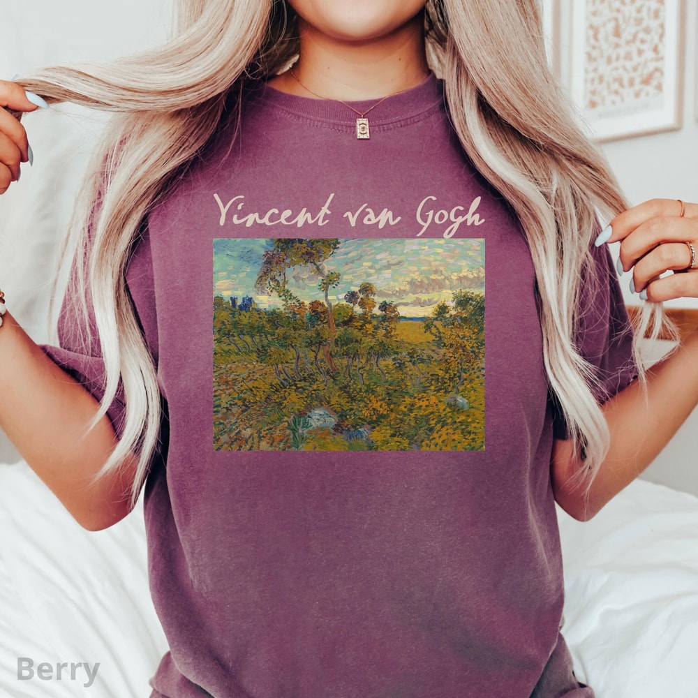 Van Gogh Sunset Art Shirt Comfort Colors 100 Cotton Floral Painting Tee For Women 2