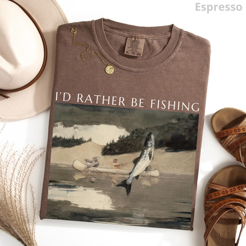 Id Rather Be Fishing Shirt Vintage Angler Graphic Tee Fishing TShirt For Men 2