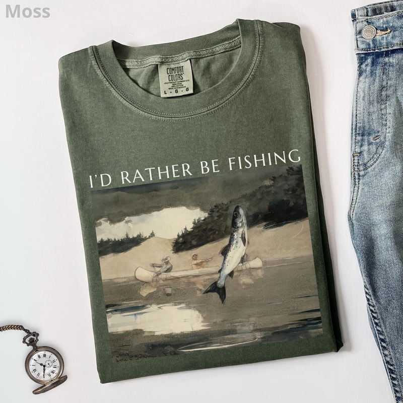 Id Rather Be Fishing Shirt Vintage Angler Graphic Tee Fishing TShirt For Men 3